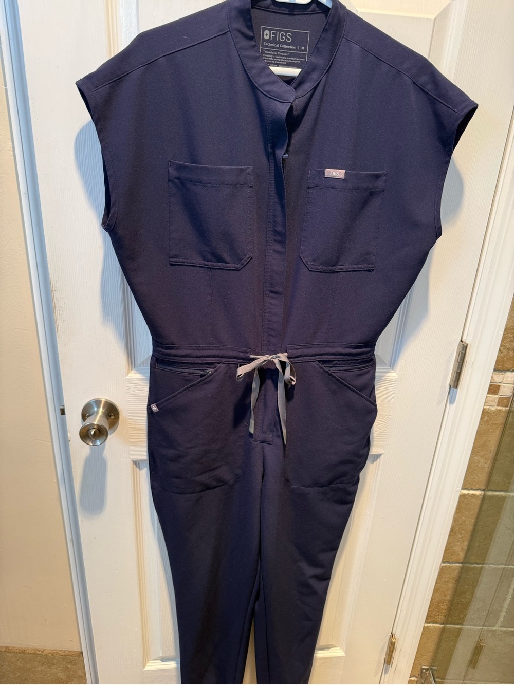 FIGS Navy Drawstring Utility Jumpsuit